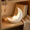 Eid Mubarak Table Decor Crescent Moon LED Candle, Decorative Electronic Candle for Al-Fitr Home Ramadan Decorations Decor, Battery Operated Flameless