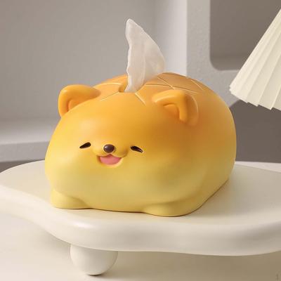 Dog Statue Tabletop Ornament Tissue Box Cover Resin Animal Sculpture for Living Room Night Stand