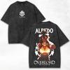 Vintage Washed Oversized Casual Summer Short Sleeve T-Shirt with Albedo Print from Anime Overlord Women And Men T-shirt