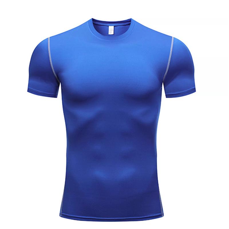 Men's Quick-Dry Short Sleeve Sports T-Shirt - Breathable, Sweat-Wicking, Elastic, Tight Fit for Running, Basketball, and Training