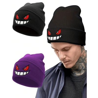 Anime Mütze Unisex Tägliche Mütze Erwachsene Cartoon Herbst/Winter Gestrickte Mütze mit Stickerei Halloween Cosplay Requisite Mädchen Weihnachtsgeschenk