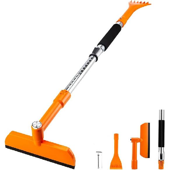 49.2inch Ice Scrapers for Car Windshield, Ice Scraper with Snow Brush ,Extendable Snow Removal Tool for Car Window with Foam Grip,360° Silicone