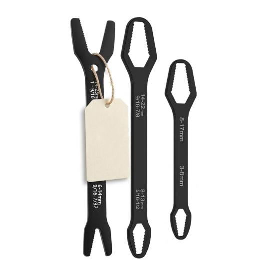 3Pcs Heavy Duty Wrench Double Ended Self-Tightening Wrench 3-22mm Extra-Long Multi-Functional Adjustable Universal Wrenches Home Repair Tools