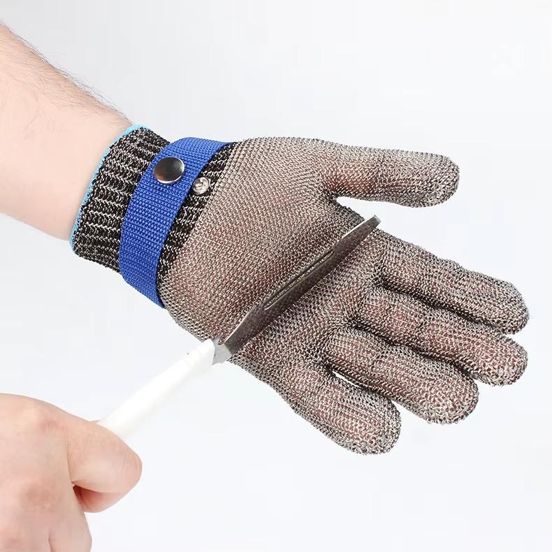316L Stainless Steel Wire Anti-Cutting Gloves Cut-Resistant Durable Butcher Safety Working Gloves (as the picture,Cut-Protection Gloves&S)