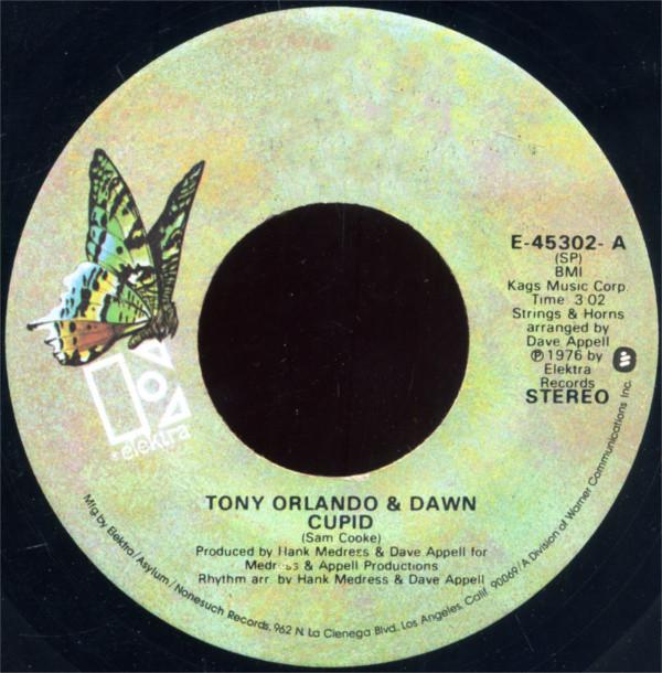 

7inch Record TONY ORLANDO & DAWN - Cupid E45302 Elektra 1976 US Pop Used