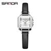 Sanda Women's Light Luxury Square Quartz Watch: Fashionable, Waterproof, Simple Leather Strap.