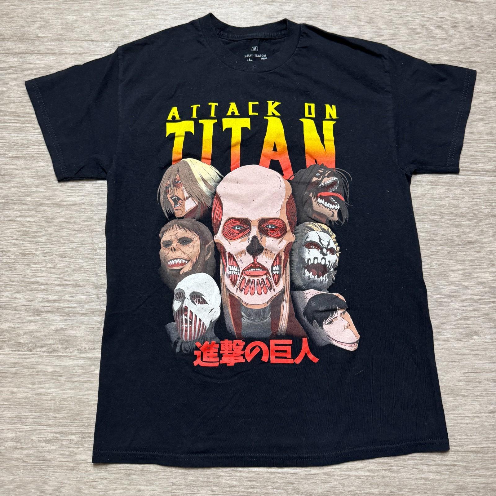 Attack On Titan Final Season Graphic Tee Shirt Black Adult M Crewneck Short Slv Unisex T-Shirt S