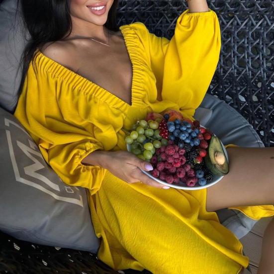 Dámské Společenské šaty Jednobarevné Dlouhý rukáv s výstřihem do V Nízký střih nad kolena Lampionové rukávy Velký lem Letní plesové šaty Dámské oblečení