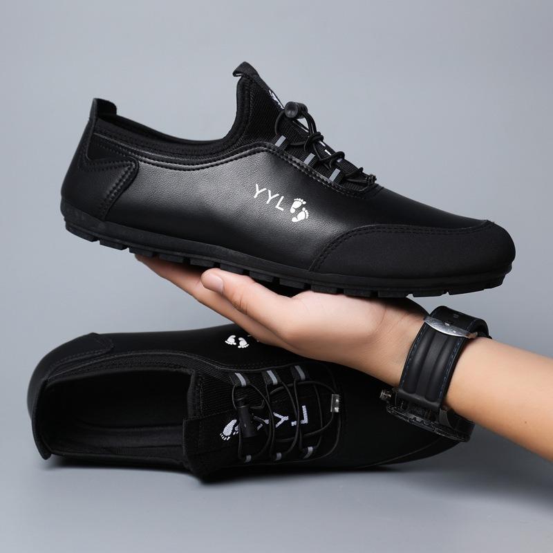 Spring fashion flat-bottomed casual shoes leather surface trend Doudou shoes versatile men's one-pedal driving shoes