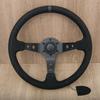 JDM Černá edice semišový kožený volant 14'' Univerzální hluboký sportovní volant pro Sim Racing Volantes
