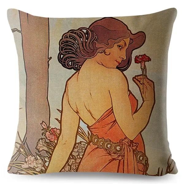 Art Nouveau Mucha Gallery Povlak na polštář Béžový povlak na polštář Autosedačka Home Decor