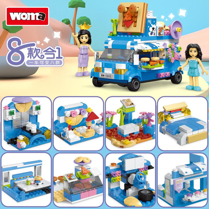 Fată Înghețată Fast Food Food Truck Jucării Căsuță de Joacă Bricolaj Particule Mici Bloc de Construcție Curs de Antrenament Cadou Model