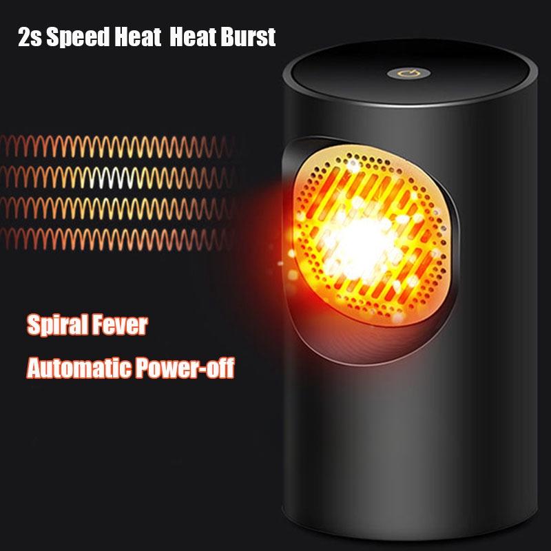 Mini Portable Hot And Cold Wind Electric Fan Heater Touch Switch Small Radiator Warmer Stove for Household Office Travel Black/White