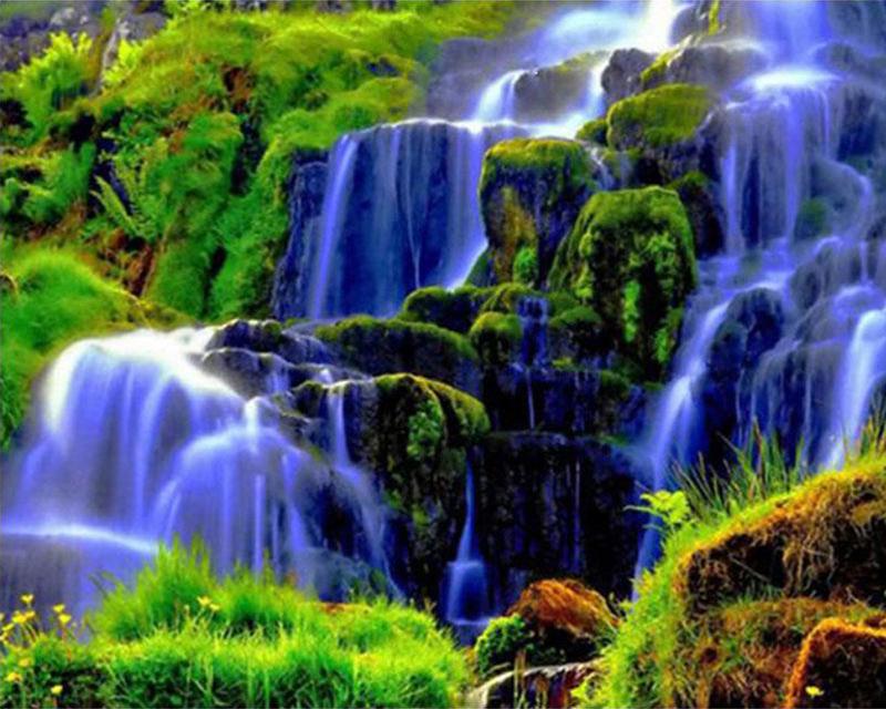 Diamond Painting Running Water Countryside Landscape Spring 5D Diamond Embroidery Cross Stitch Dog Animal Pictures of Rhinestones Mosaic Sale Wall Art