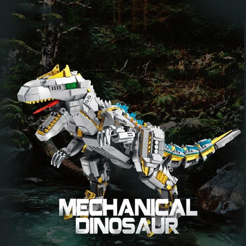 Riesiger Mechanischer Dinosaurier Baustein Stahl Tyrannosaurus Rex Montiertes Allosaurus Modell Spinosaurus Bausteine für Kinderspielzeug