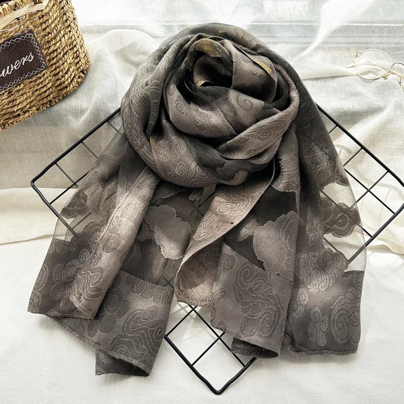 Spring/Summer New Simulated Silk Stain Dyeing Cutting Flower Thin Scarf Sunscreen Shawl