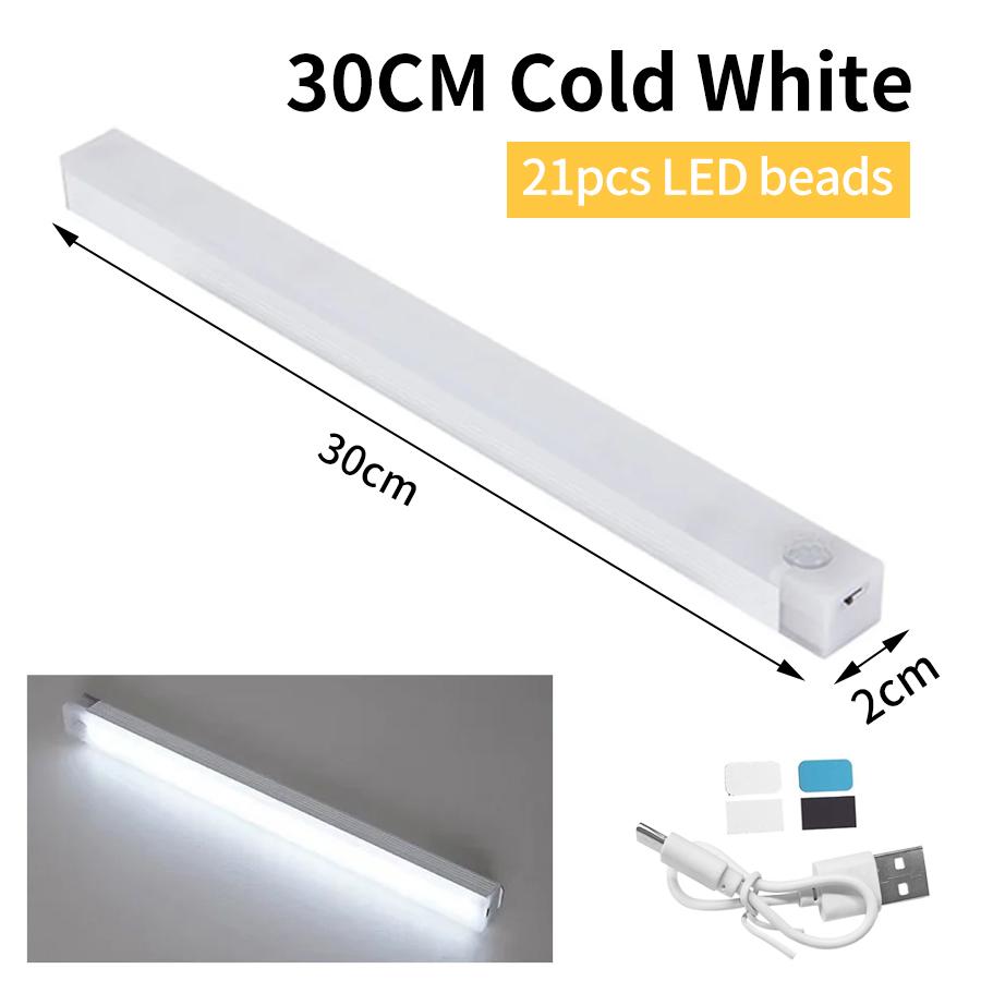 1-4Pcs Rechargeable PIR Motion Sensor LED Bar Lights Human Infared Induction Night Light Portable Cabinet Light 10/20/30/50cm