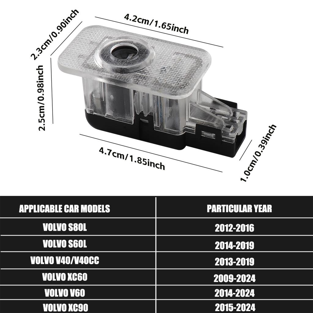 For Volvo HD Car Door Welcome Projector Light Led Wireless Lamp Decoration Accessories For VOLVO Rdesign S80L S60L V40 CC XC60 V