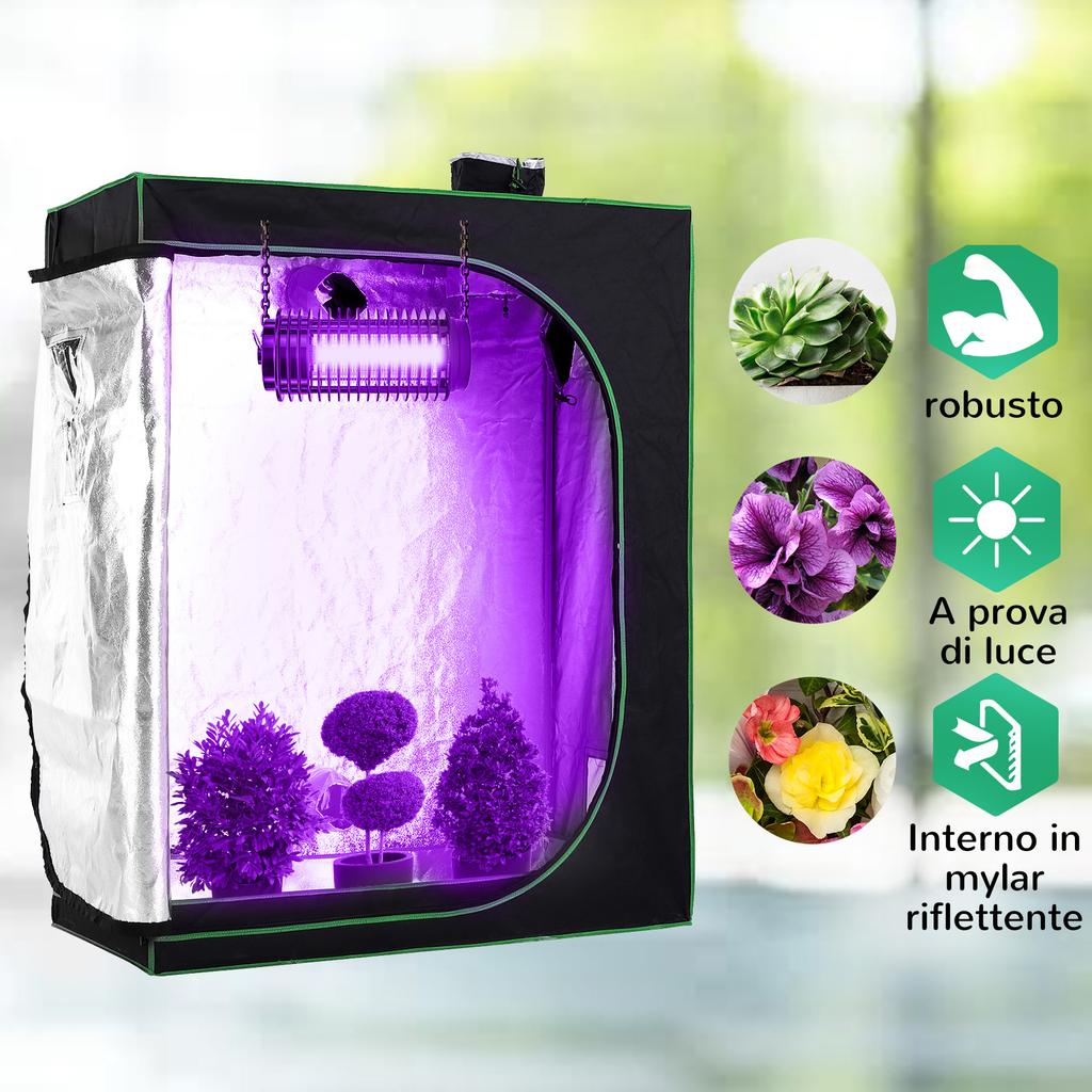 Mylar Hydroponic Grow Tent with Adjustable Air Vents for Indoor Cultivation, 120x60x150cm, Black