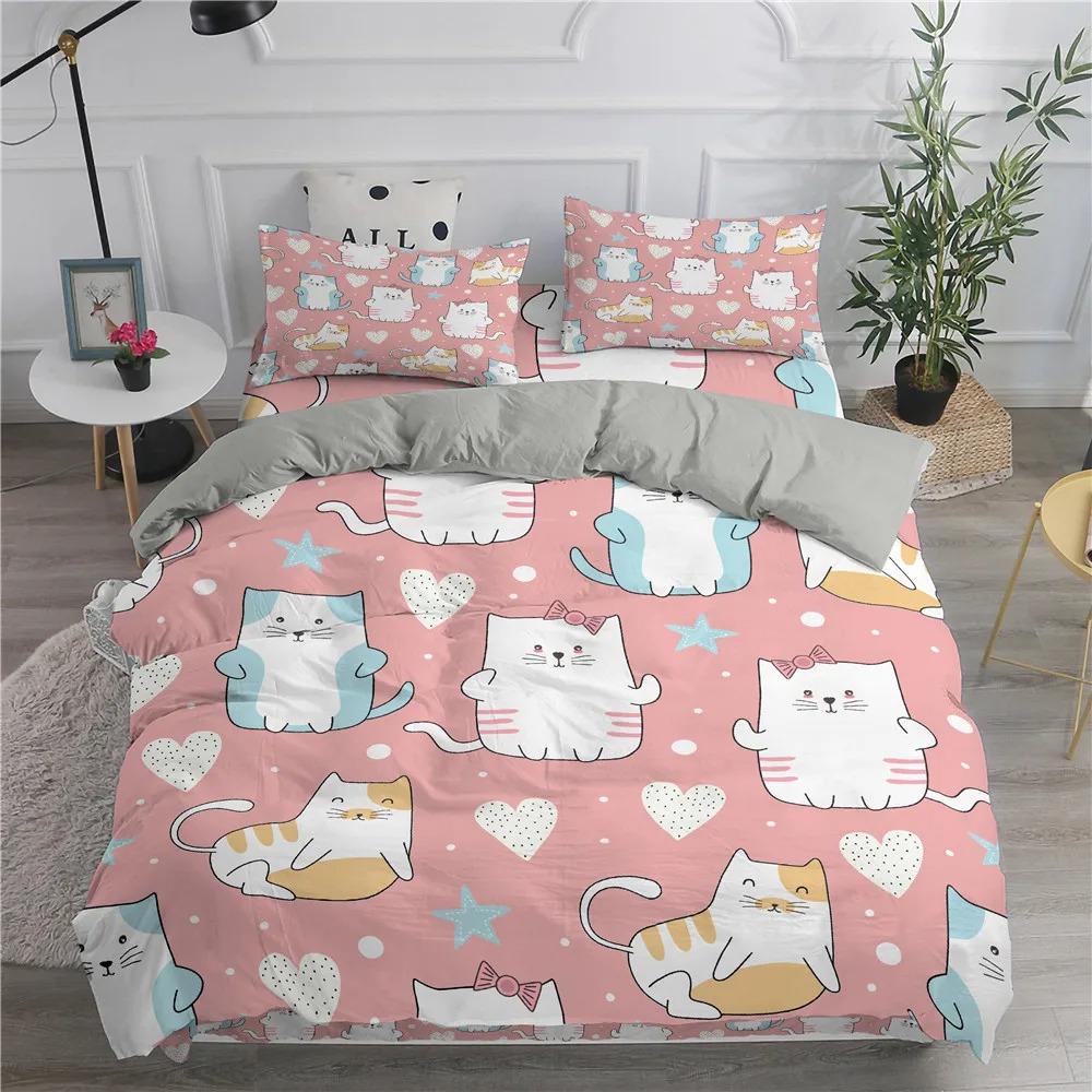 Cat Duvet Cover Cute Kitten Pet Bedding Set Full Queen For Boys Girls Lovely Funny Cats Animal Comforter Cover With 2 Pillowcase