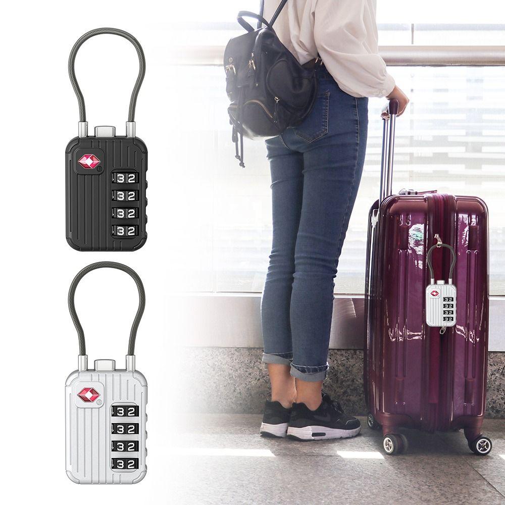 Anti-theft 4 Digit Combination Lock Zinc Alloy Wire Rope Padlock Customs Password Lock  for Travel