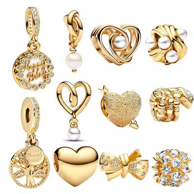 NOUVELLE Charme Perle Plaqué Or Cercle Infini Cœur de Cupidon Arbre Généalogique à Suspendre pour Bracelet Argent d'Origine