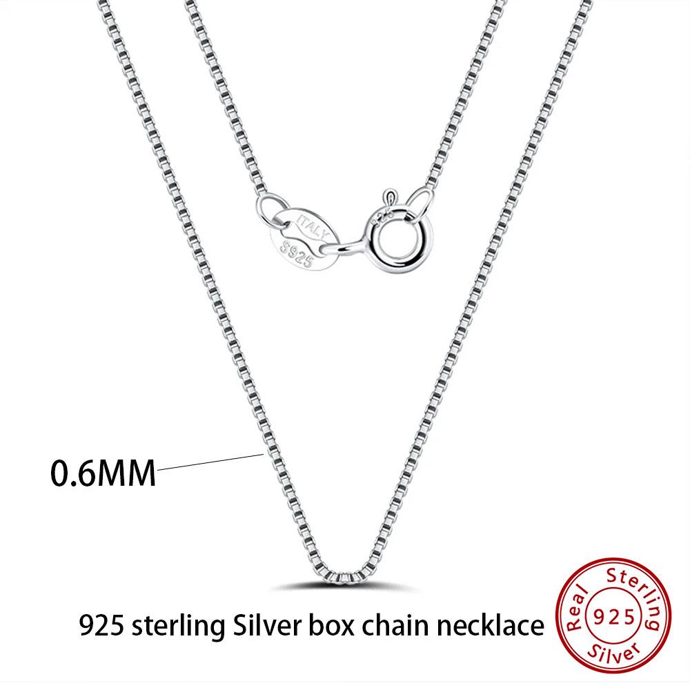 Effie Queen 100% 925 Silver Basic Chain Necklaces Box/Snake/Chopin/Figaro Beaded Chain 40-60cm Unisex DIY Casual Wear