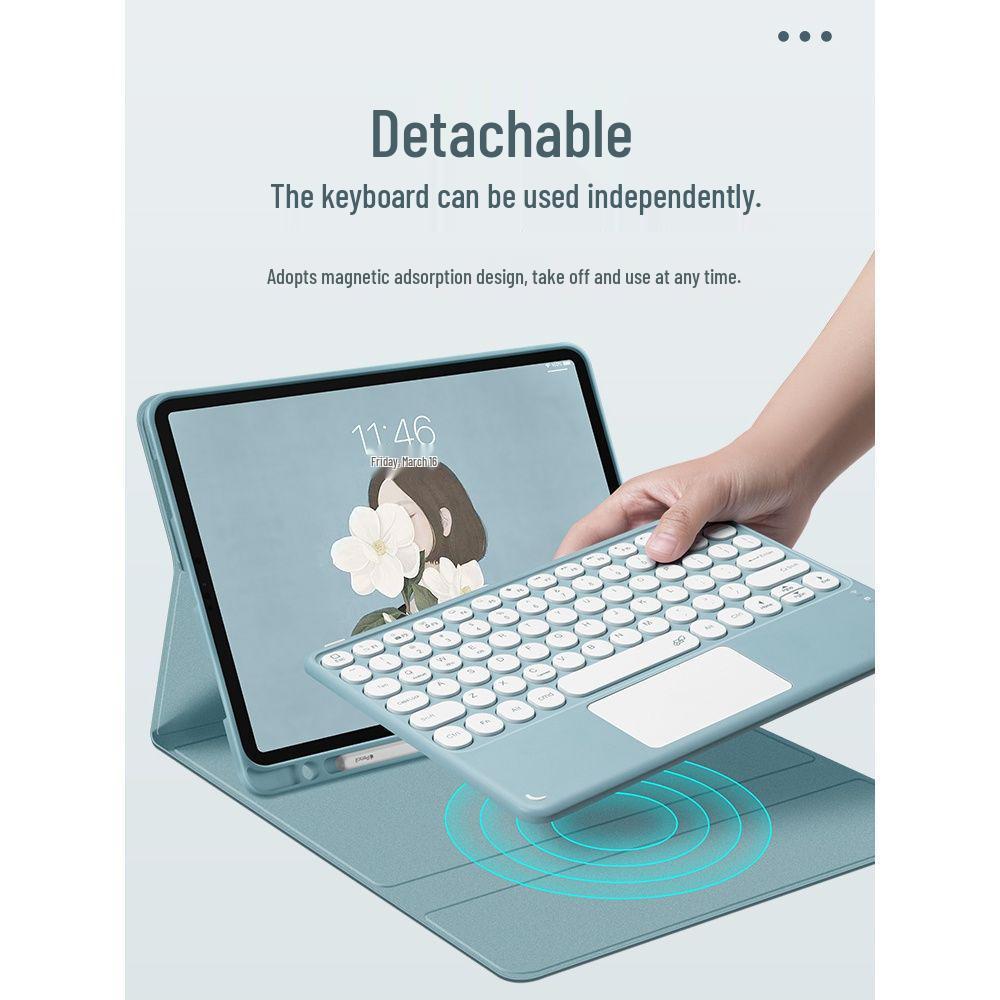 2021 iPad Pro 11 Bluetooth Keyboard Case: Round Keycap, Detachable Magnetic Apple Magic Shell for Air4