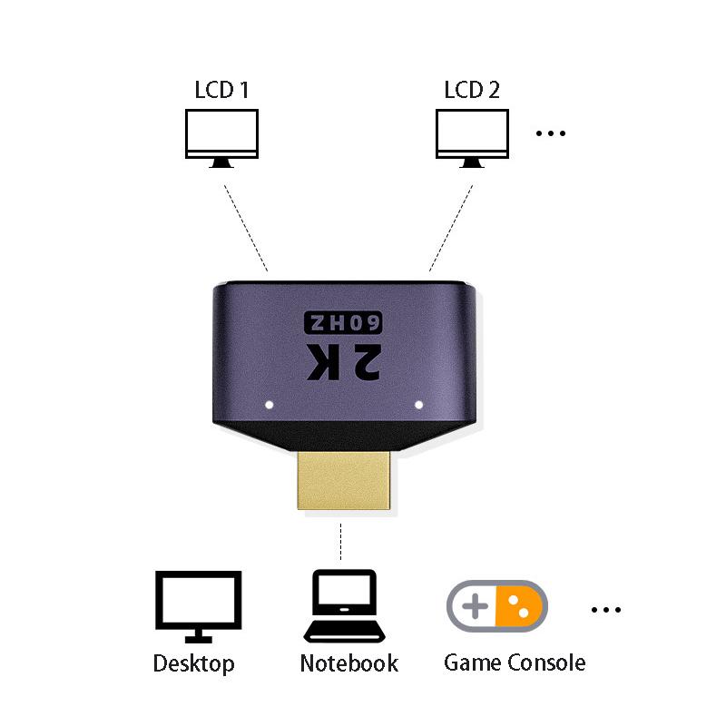 With HDMI Splitter Adapter HUB 2K 1080P Extend Cable Adapter Projector Monitor HDTV Audio Video Cord Male to Female Converter