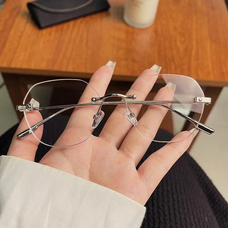 Nearsighted Glasses Ultra Light Metal Rimless Reading Glasses Blue Light Blocking Unisex Eyeglasses Prescription Myopia Glasses