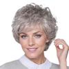 Women’s Short Curly Wig with Side Bangs Fluffy Gray-White Heat-resistant Synthetic Hairpiece