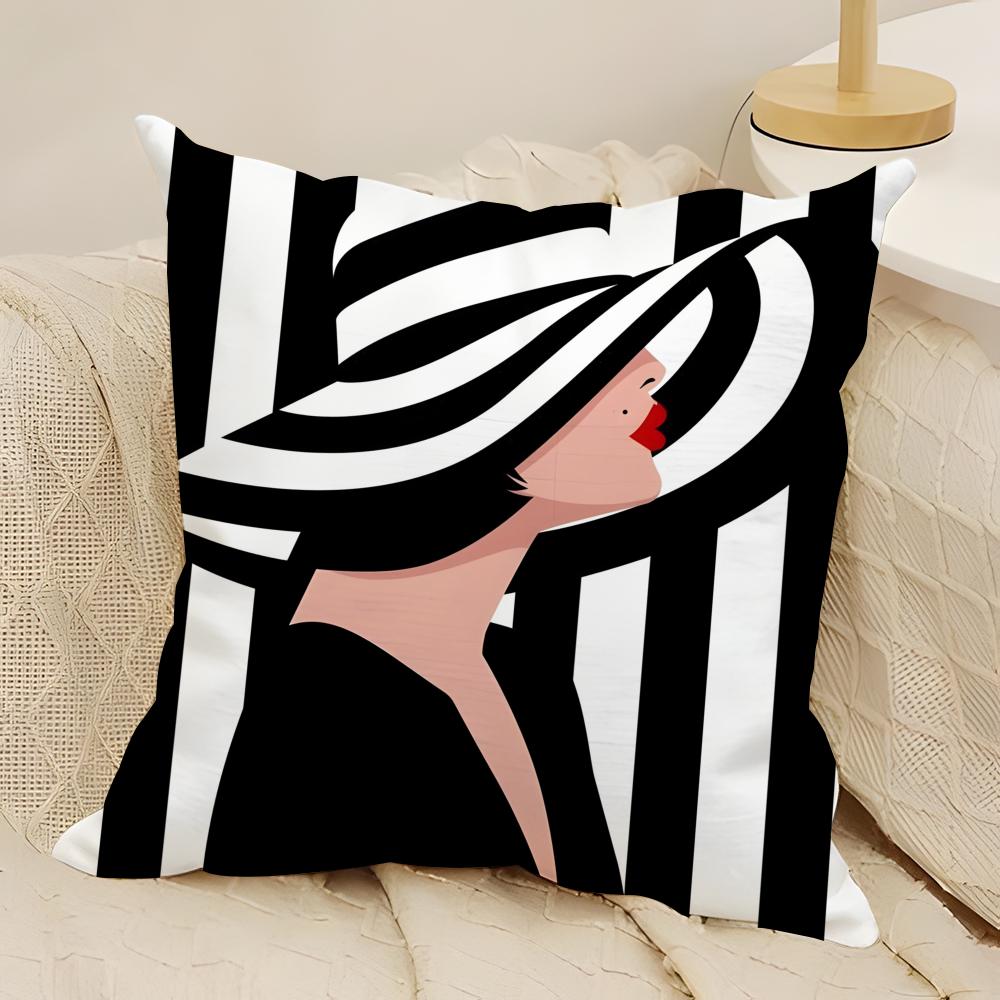 Minimalistischer Illustrator Malika Favre Kissenbezug Naturleinen Beidseitiger Druck Sofa Heimdeko Kissenhülle
