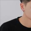 Korean Retro Striped Silver Needle Stud Earrings for Men - Trendy and Niche Style