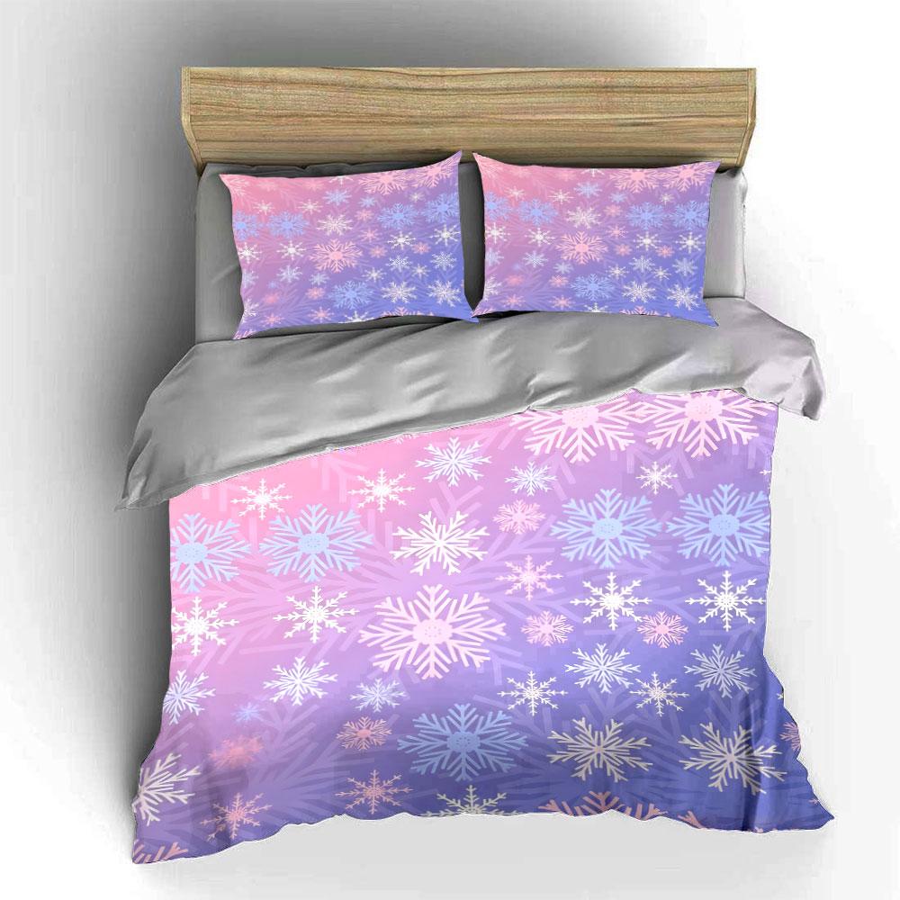 Snowflake Design Winter Decor Multiple Sizes Kid'S And Adults' Bedroom Exquisite 3Pc Bedding Set, Gift