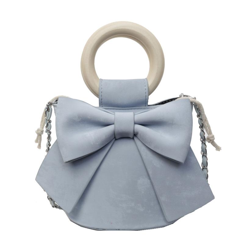 

Нишевая сумка-бант для девочки 2025 новая сумка-мессенджер сумка феи модная текстурная сумочка цепочка сумка-ведро синий