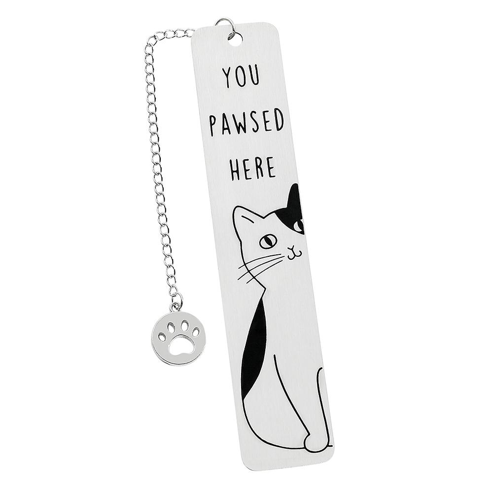 1pc Stainless Steel Cat Bookmark, Waving Paw Design with Inspiring Quote, Perfect Gift for Readers & Cat Lovers, Durable