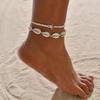 Creative Retro Beach Turtle & Seashell Beaded Anklets - 2-Piece Set
