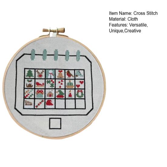 Kit de Point de Croix Calendrier de l'Avent de Noël DIY Kit de Broderie Compte à Rebours avec Motifs pour 24 Jours Cadeau de Fête Créatif pour Débutants