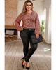 Azura Exchange Puff Sleeve V Neck Leopard Lace-up Top