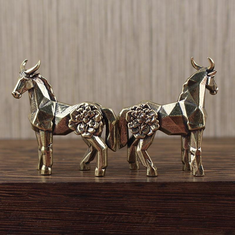 1PC Horse Figure Home Decor Ornament, Zodiac Sign, Horse Brass Statue Ornament Get Rich Immediately, Handicraft, Brass Ornament