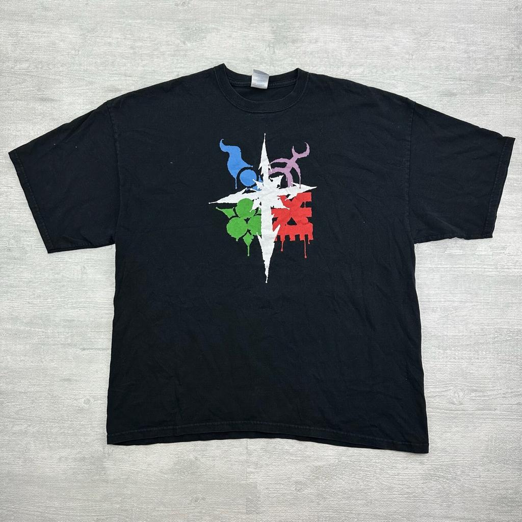 Vintage Y2K Elements Shirt Adult 2XL Black Water Earth Fire Air Cross Cyber Unisex T-Shirt