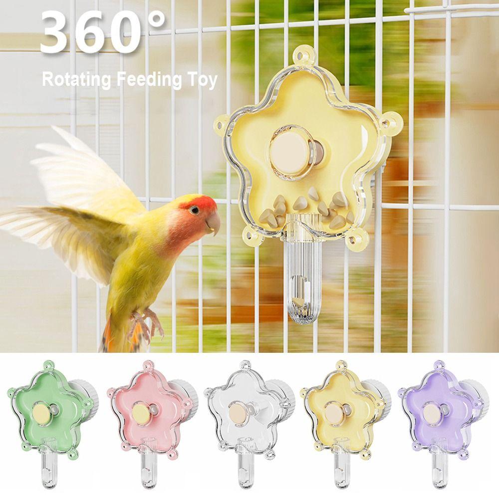 Plastic Parrot Foraging Feeding Toy Stress Relief Flower-Shape Rotating Wheel Birds Toy Cage Accessory Interactive Play