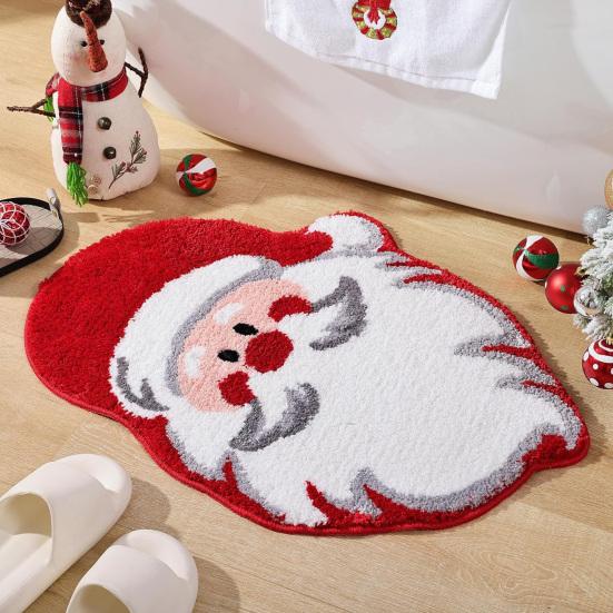 Christmas Floor Mat Xmas Tree Snowman Non-Slip Bathroom Rug Absorbent Washable