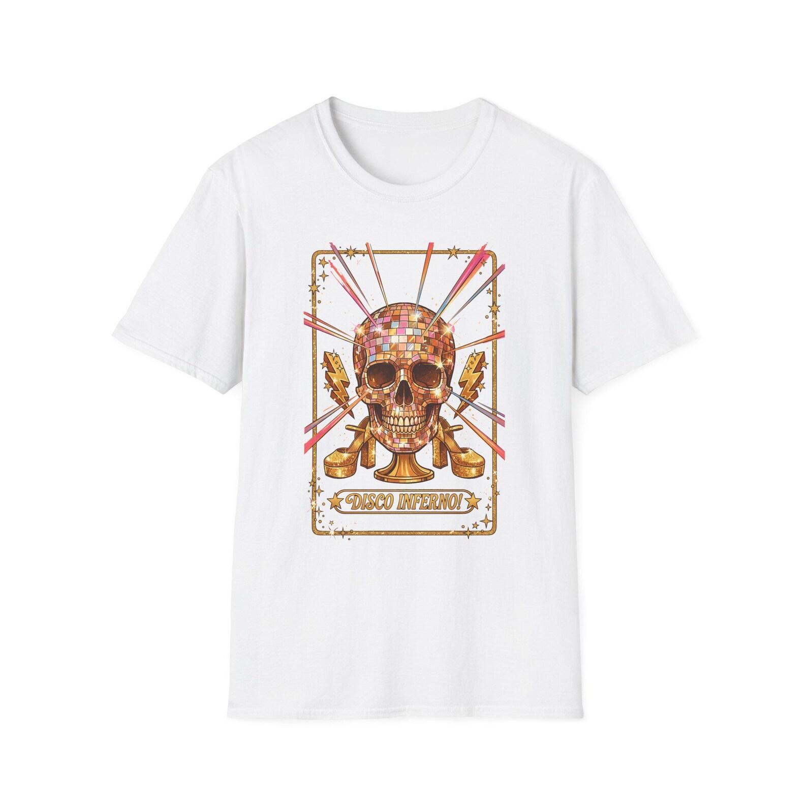 Disco Skull T-Shirt | Retro 70s Disco Ball Graphic Tee M