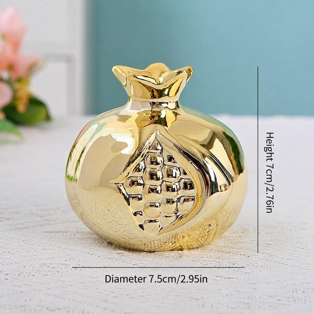 Gold Pomegranate Sculpture Ceramic Tabletop Art Decoration For Home Decoration