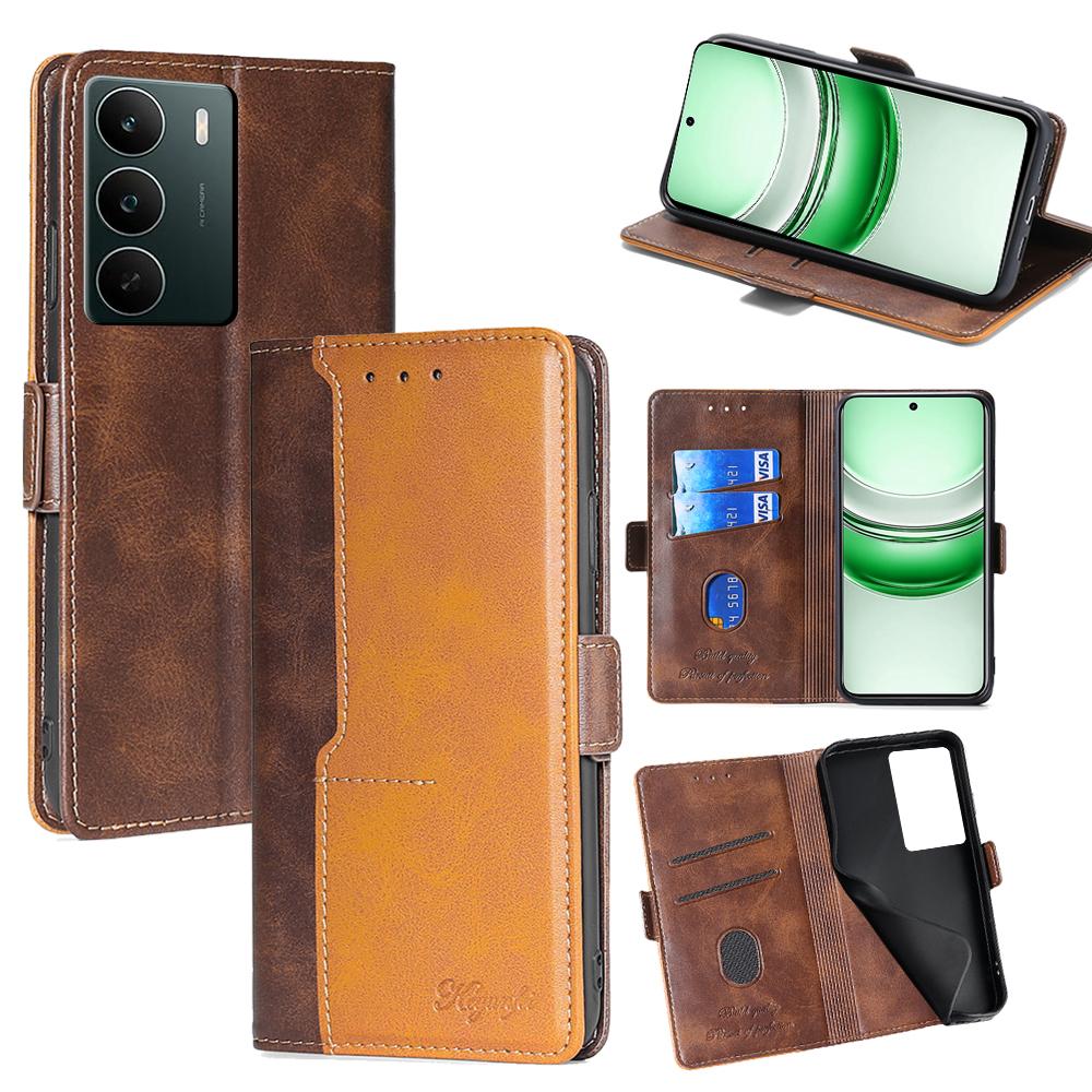 For Realme C71 4G Case Contrast Color Wallet Foldable Stand Leather Phone Cover