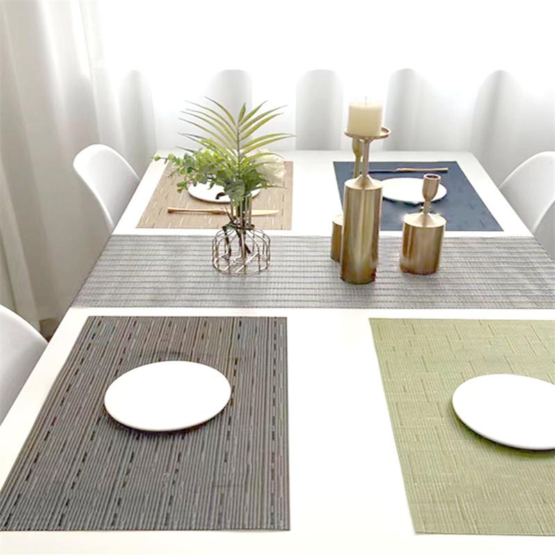 PVC-Licht Luxus Bambus Gelenke Hause Esstisch Matten Wärmedämmung Western Food Matte Anti Verbrühungen Schüssel Und Platte Matte Untersetzer