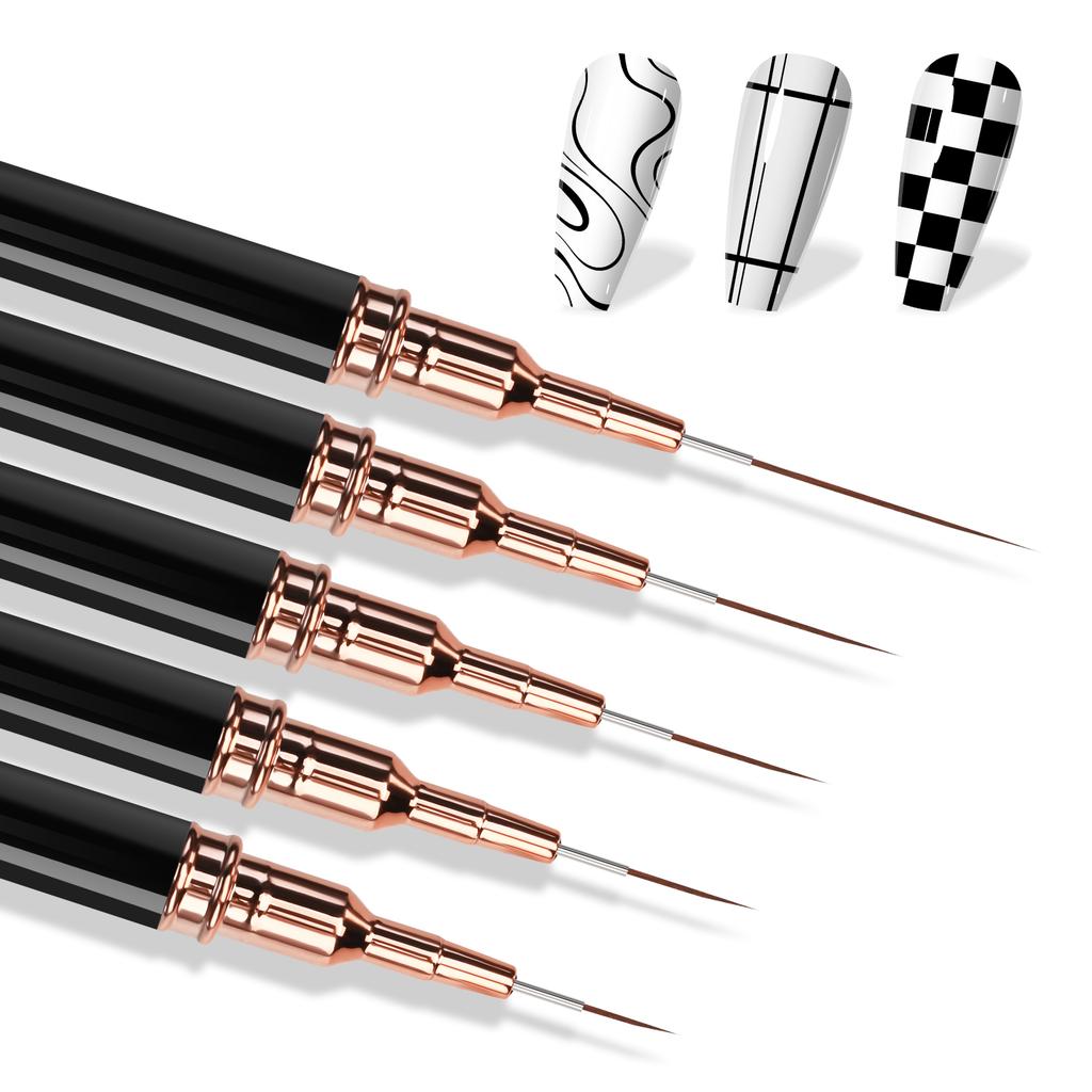 5pcs Professional Nail Art Liners Striping Brushes Tool Ultra-thin Line Detail Drawing Painting Brushes Manicure Pen Tools