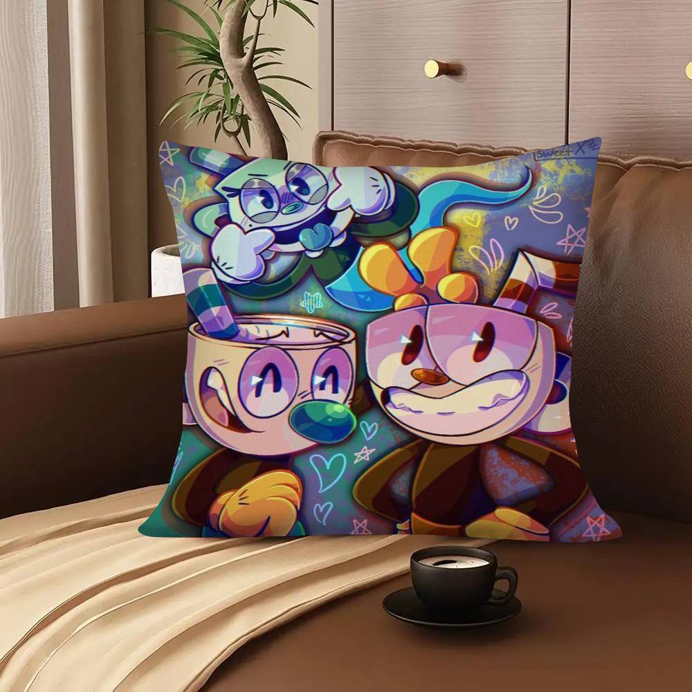 1Pc Popular Animation C-Cuphead S-Show Pillow Case Fashion Square Pillowcase Bedroom Sofa Room Ins Decoration Leisure