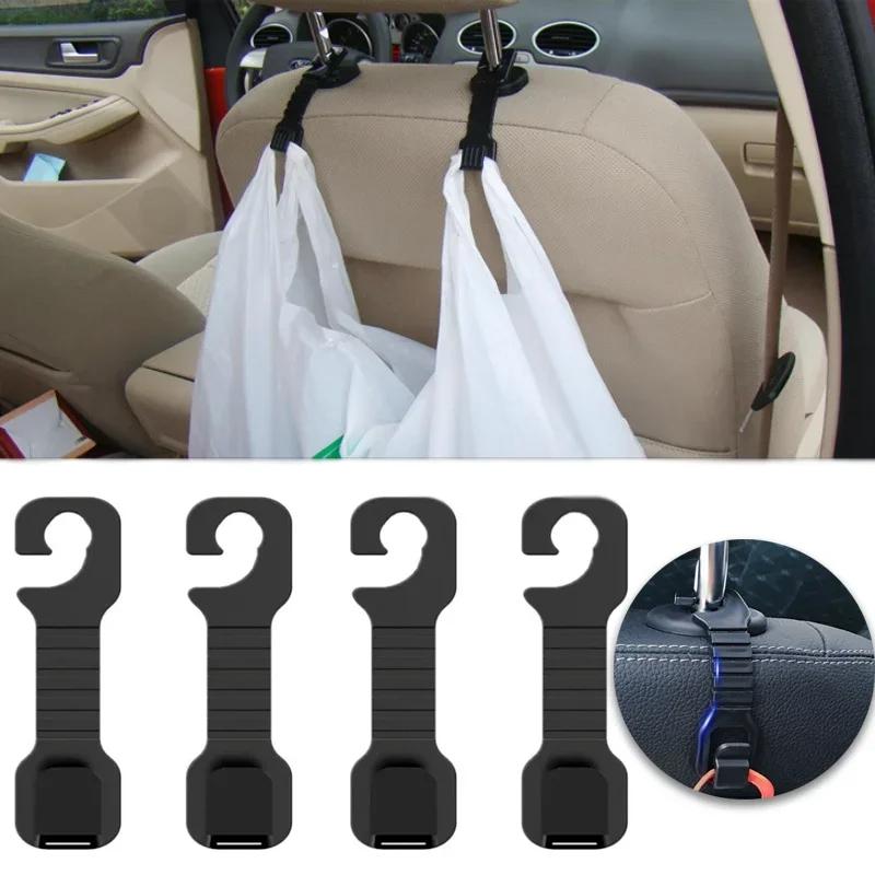 1/2Pcs Double Head Hooks Car Seat Back Headrest Hanger Car Bag Pouch Clothes Hanging Hook Fastener Clip Car Interior Accessories